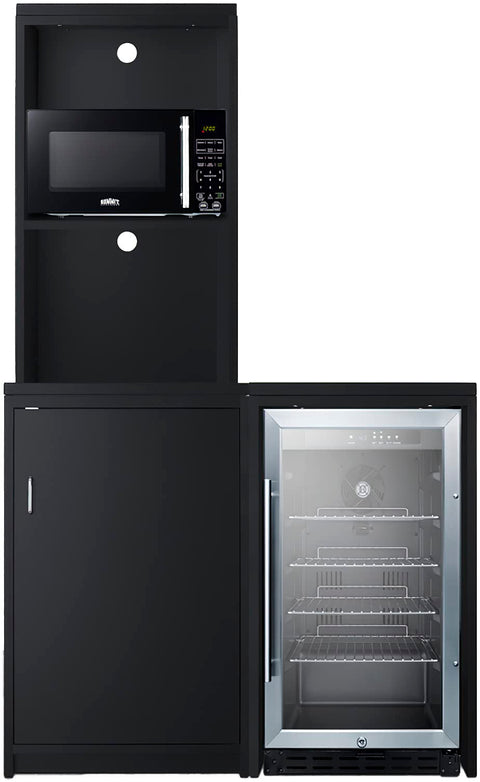 Summit Appliance CWSUITE43G 43" Wide Casework Suite, Black; Beverage Center and Microwave Included; ADA Compliant Countertop Height; Leveling Legs; Versatile Configuration; Fully Assembled