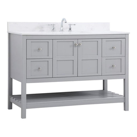 Elegant Decor Theo 48" Solid Wood Single Bathroom Vanity with Backsplash in Gray