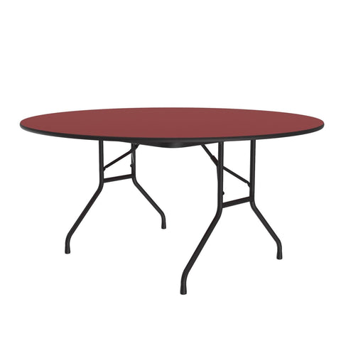 0.75 in. High Pressure Round Folding Table in Walnut (60 in./Red)