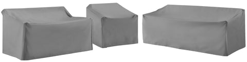 3Pc Outdoor Sectional Furniture Cover Set Gray - Chair, Loveseat, & Sofa
