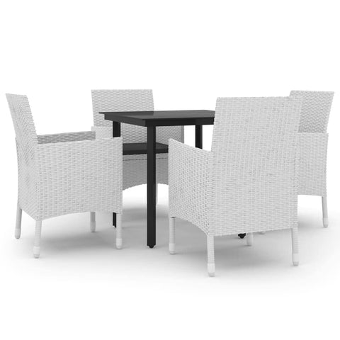 vidaXL Patio Dining Set 5 Piece with Cushions Garden Outdoor Lawn Yard Terrace Balcony Table and Chair Seat Seating Furniture Poly Rattan and Glass