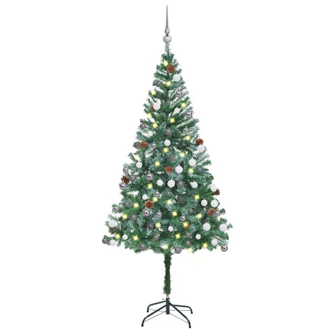 vidaXL Realistic Artificial Pre-lit Christmas Tree with Decorative Balls, Pine Cones and Energy-Efficient LED Lights - 70.9" Height with 540 Branches
