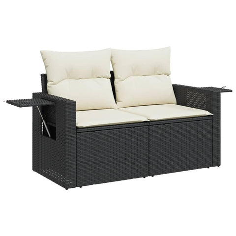 vidaXL Garden Sofa in Black and Cream