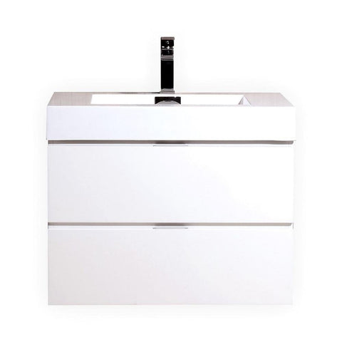 Bliss 30? High Gloss White Wall Mount Modern Bathroom Vanity