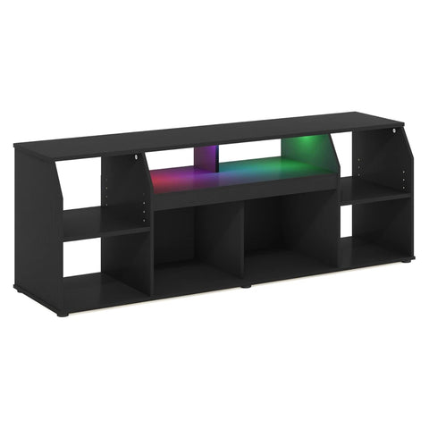Oakestry Large Media Console Table with LED for TV up to 65 Inch – Americano Finish, Modern Entertainment Center with Open Shelves, Storage Space & Ambient Lighting for Living Room Décor