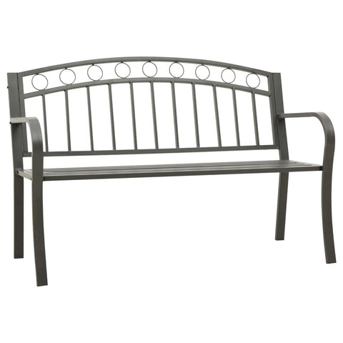 vidaXL Patio Bench 49.2" - Industrial Gray Powder-Coated Steel - Comfortable and Durable Outdoor Furniture with Weather Resistance and Armrests