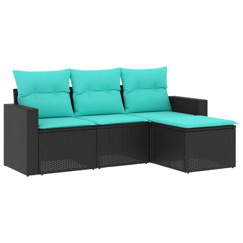 vidaXL Garden Sofa Set Black and Blue