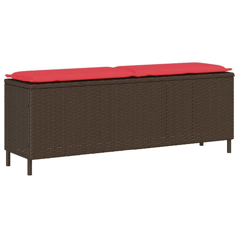 vidaXL Patio Bench with Cushion Brown 43.3"x11.8"x15.9" Poly Rattan, Garden Bench, Garden Bench seat, Garden loveseat, Outdoor Bench, Park Bench
