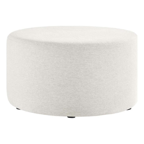 Modway Callum 29 Inch Round Ottoman in Heathered Weave Ivory - Heathered Woven Fabric - Versatile Upholstered Coffee Table and Footrest - Couch Ottoman - Living Room Accent Table