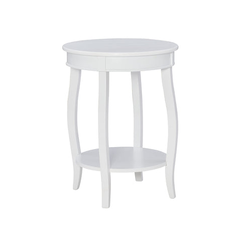 Powell Furniture Powell Round Shelf, White Table, 18" x 18" x 22" Tall