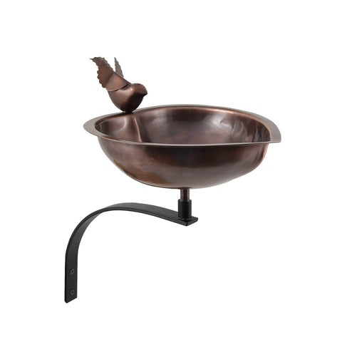 Achla Designs HBB-01-WM Heart Shaped Wall Mount Bracket Birdbath, Antique Copper, Black