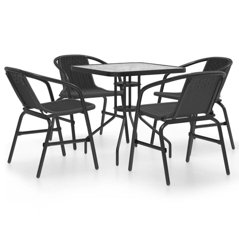 vidaXL Patio Dining Set 5 Piece, Outdoor Dining Set for 4, Table and Chair for Garden Backyard Balcony, Dining Chair, Modern Style, Black