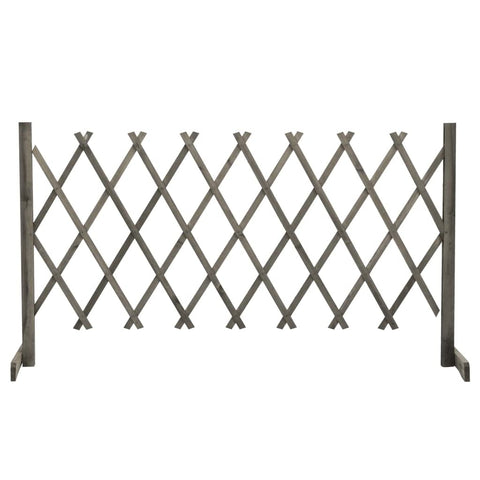 vidaXL Adjustable and Expandable Garden Trellis Fence - Solid Firwood Construction, Support for Climbing Plants â€“ Gray