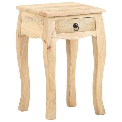vidaXL Bed Cabinet - Solid Mango Wood Nightstand with Drawer, ic Farmhouse Style, Light Brown Color, 11"x11"x17.7" Size