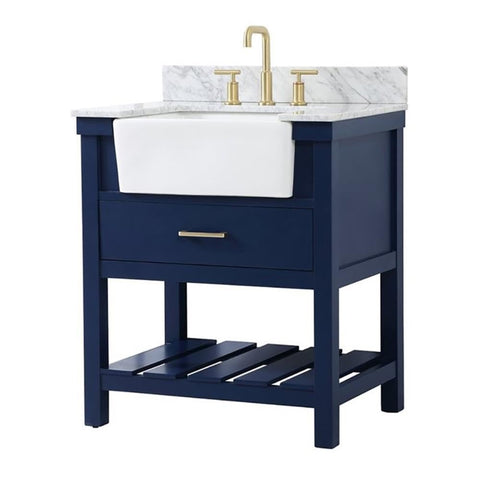 Elegant Decor Clement 30" MDF Single Bathroom Vanity with Backsplash in Blue