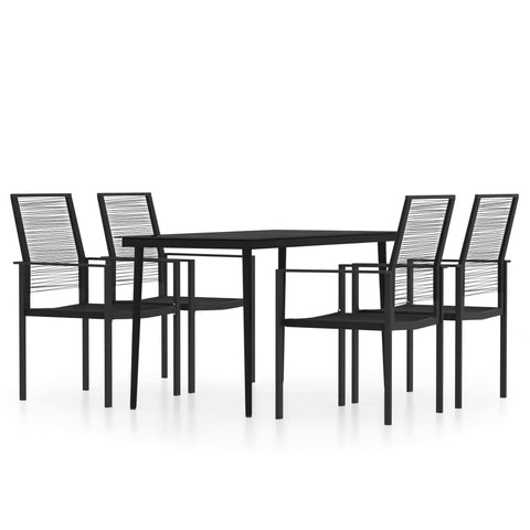 vidaXL Patio Dining Set 5 Piece Garden Outdoor Lawn Yard Terrace Balcony Dining Dinner Table and Chair Seat Seating Furniture Black