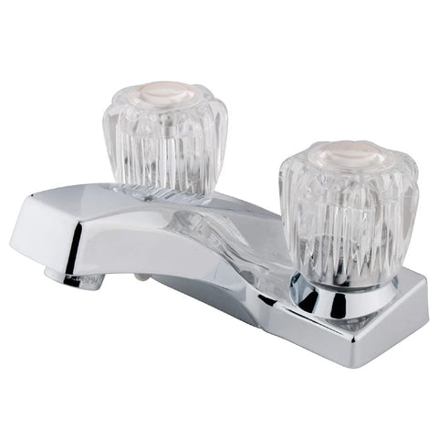 Kingston Brass KB101LP Columbia Twin Acrylic Handle 4-Inch Centerset Faucet without Pop-Up, 3-3/8-Inch, Polished Chrome