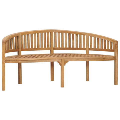 vidaXL Banana Bench, Solid Teak Wood, Fine Sanded Finish, 70.9" Size, Durable Outdoor/Indoor Garden Seat with Unique Style