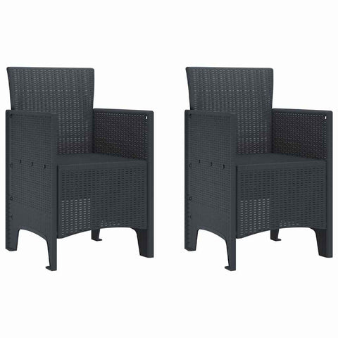 vidaXL Garden Chair 2 pcs Anthracite 20.87 x 19.29 x 33.46 in, Garden & Terrace, Stylish Armchair, Rectangle Outdoor Seat, Tough Patio Chair, Comfy Lounge for Chillin
