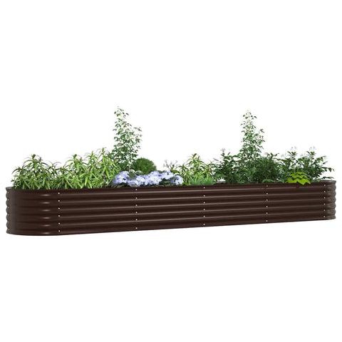 vidaXL Galvanized Steel Garden Raised Bed Planter Brown Oval 157.5 x 31.5 x 17.3 in Durable Metal Planters for Outdoor Use Modern Design Perfect Veggies and Flowers Planting