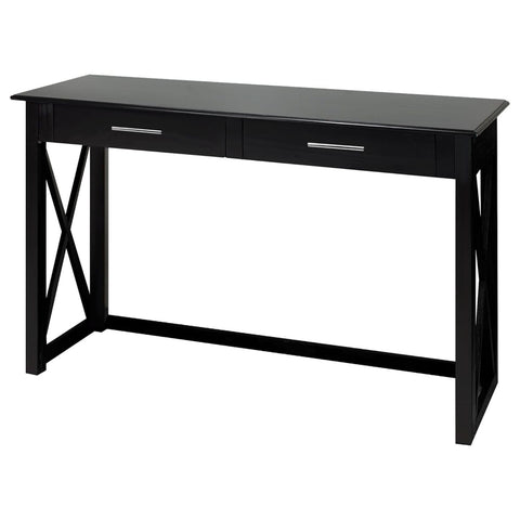 Oakestry Bay View Black Console Table Solid Wood Entryway Sofa Table with Storage Shelf Modern Narrow Hallway Accent Table Sleek Durable Stylish Versatile Compact Living Room Bedroom Office Furniture