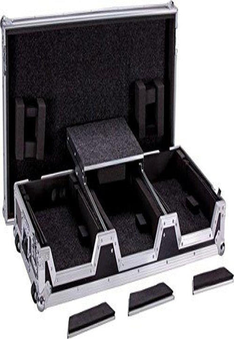 DEEJAY LED Durable Fly Drive DJ Coffin Case For Two Pioneer CDJ2000 Plus One 12-Inches Mixer or Similarly Sized Equipment Complete with Removable Top Cover and Front Doors for CD Access TBHCDJ2K12WLT