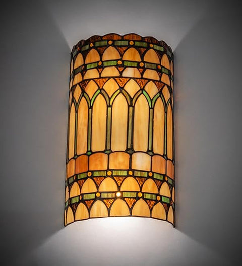 Meyda Tiffany 259935 8 in. White Aello Wall Sconce - Stained Glass