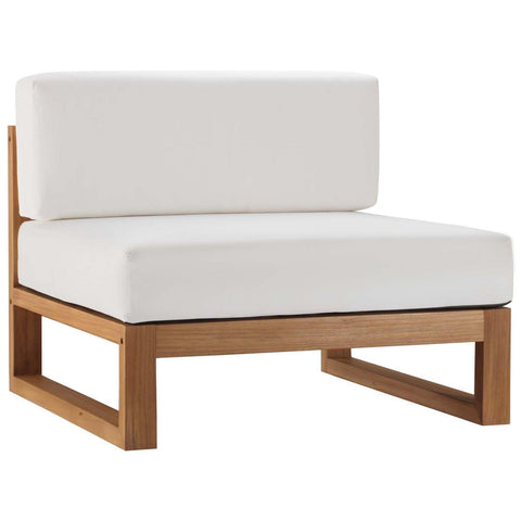 Modway EEI-4125-NAT-WHI Upland Patio Teak Wood Corner Chair, Natural White