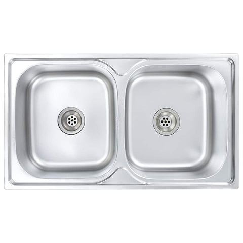 vidaXL Kitchen Sink, Undermount Sink with Strainer, Stainless Steel Sink, Countertop Single Bowl Kitchen Sink for Bathroom, Silver Round