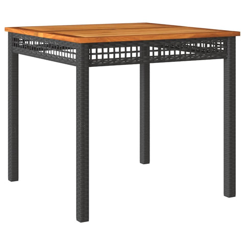 vidaXL Minimalist Square Garden Table in Black and Brown 31.5 x 29.5 in Solid Acacia Wood Top with Powder Coated Steel Frame Ideal for Outdoor Dining Patio Use Furniture Poly Rattan Pe