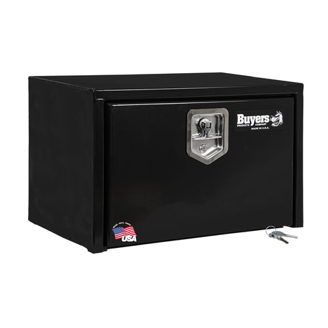 Buyers Products 1703322 Black Steel Underbody Truck Tool Box – 15 x 13 x 24 Inch - Truck Bed & Underbelly RV Storage Box, Locking T-Latch, Weather-Resistant, Heavy-Duty Flatbed Job Box, Made in USA