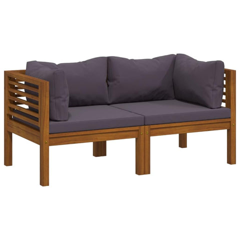 vidaXL 2-Seater Outdoor Patio Sofa with Cushions -Solid Acacia Wood Lounge Set - Modular Design - Weather Resistant - Easy Assembly - Suitable for Garden and Patio