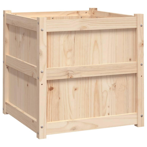 vidaXL Garden Planter Box - Solid Pine Wood, Square, 23.6"x23.6"x23.6", Outdoor Flower Container, Brown Natural