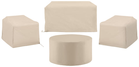 4Pc Outdoor Furniture Cover Set Tan - 2 Chairs, 1 Loveseat, & 1 Round Table