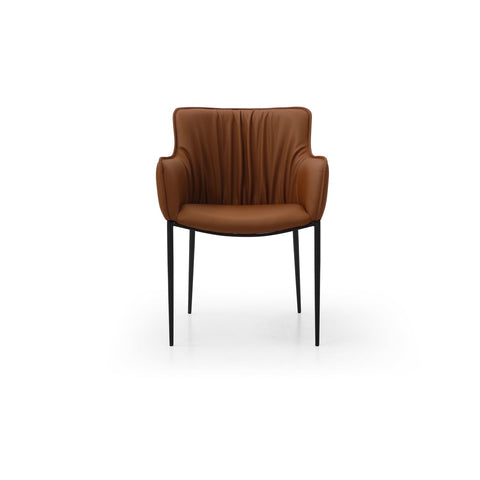 Whiteline Modern Living Tiffany Dining Armchair Sophisticated Design Ergonomic Comfort Durable Construction Versatile Style for Executive Offices and Upscale Dining (Brown)