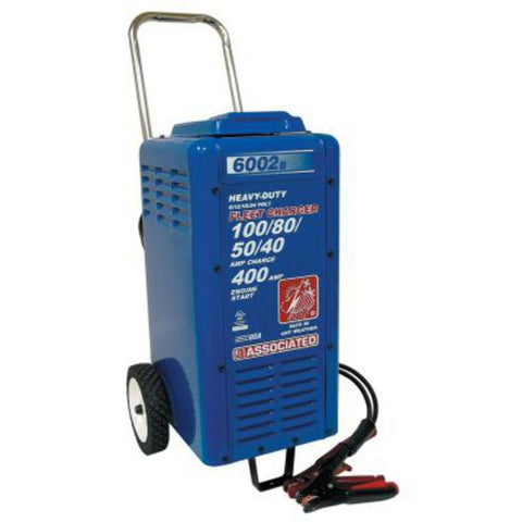 Associated Equipments 6002B 6/12/18/24V 100/80/50/40 Amp 400 Amp Charger Cranking Assist with Wheels