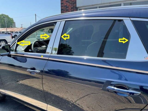 QAA Part PP71382 is an 8 Piece Stainless Steel Pillar Post Trim That is Compatible with Genesis GV80 4dr 2021-2026