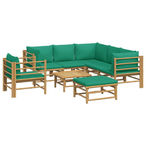 vidaXL Patio Furniture Set 8 Piece, Sectional Sofa with Cushions, Patio Lounge Set with Coffee Table for Garden Lawn Porch Backyard, Bamboo