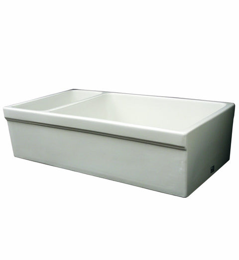 Whitehaus WHQDB542-WH Farmhaus Large Quatro Alcove 36-Inch Reversible Fireclay Sink, White
