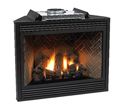 Empire Comfort Systems 36" Direct-Vent NG Millivolt Control Fireplace with Logs, Burner, Tempered Glass, Herringbone Ceramic Fiber Brick, Power Outage Heating, Realistic Flame Effect