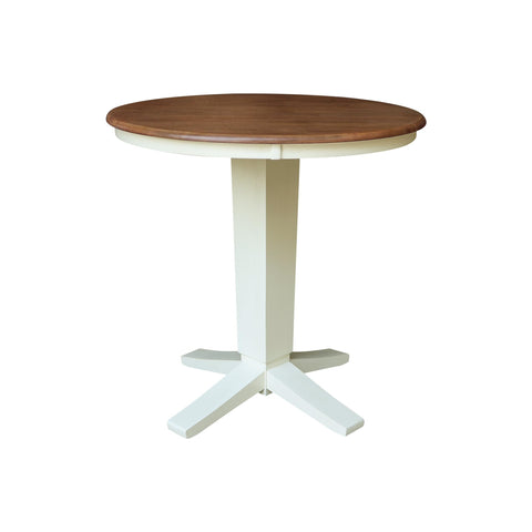 IC INTERNATIONAL CONCEPTS 36" Solid Wood Round Top Pedestal Dining Table - 35.9" High - Multi-Color
