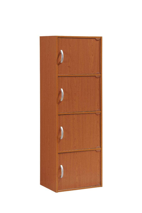 HODEDAH IMPORT 4-Shelf Bookcase Cabinet, Cherry