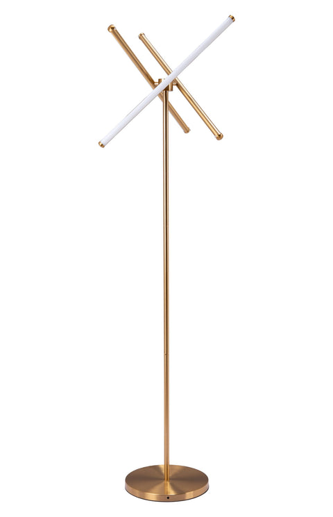 Zuo Garza Floor Lamp Brass, Brass Floor Lamp, Modern Style, Works with dimmer (Dimmer Not Included), Steel, Lighting Floor Lamps, 24.4" W x 24.4" D x 65" H