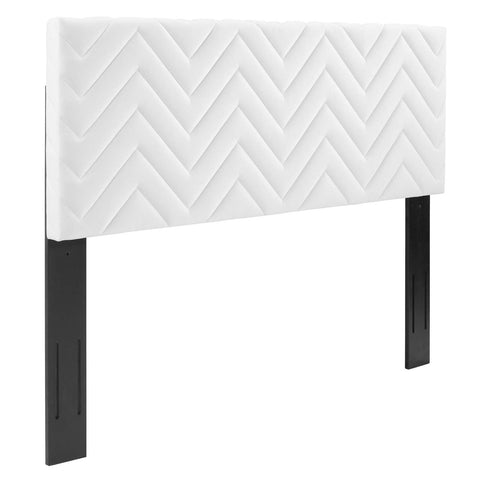 Modway MOD-6659-WHI Mercy Chevron Tufted Performance Velvet Full/Queen Headboard, White