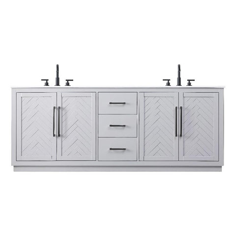 Elegant Kitchen and Bath 84" Double Bathroom Vanity in Grey