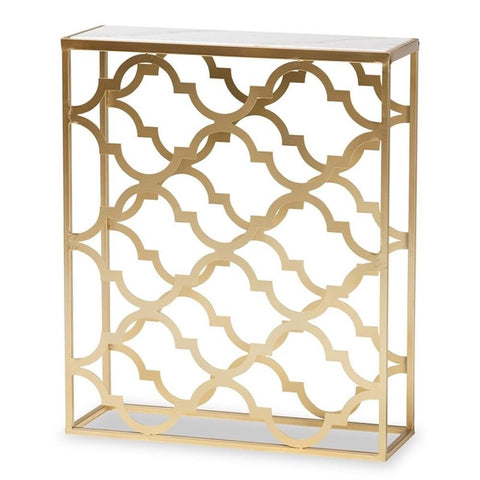 Baxton Studio Calanthe Console Table, One Size, Marble White/Gold