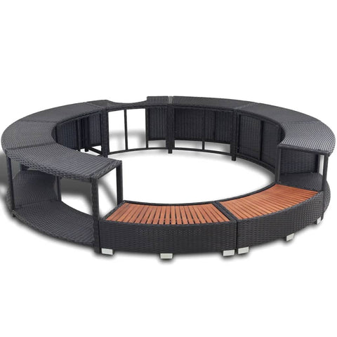 'vidaXL Hot Tub Surround in Stylish Black Poly Rattan - Durable with Built-in Storage, Cutout for Power Pack, Suitable for Heavy Traffic