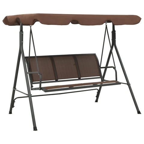 vidaXL Swing Chair, Outdoor Swing Bench with Adjustable Canopy, Hanging Daybed, Patio Swing Chair, Outdoor Swing Seat for Balcony Porch, Coffee Steel
