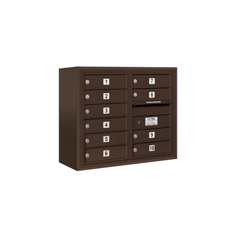 Surface Mounted 4C Horizontal Mailbox Unit (Includes 3706D-10ZFU Mailbox and 3806D-BRZ Enclosure) - 6 Door High Unit (24-5/8 Inches) - Double Column - 10 MB1 Doors - Bronze - Front Loading - USPS Access
