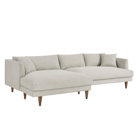 Modway EEI-6611-HEI Zoya Left-Facing Down Filled Overstuffed Sectional Sofa, Heathered Weave Ivory